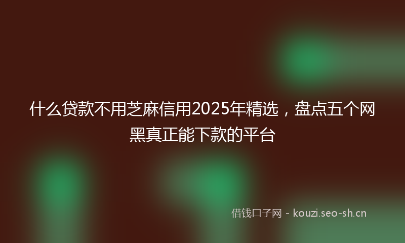 什么贷款不用芝麻信用2025年精选，盘点五个网黑真正能下款的平台