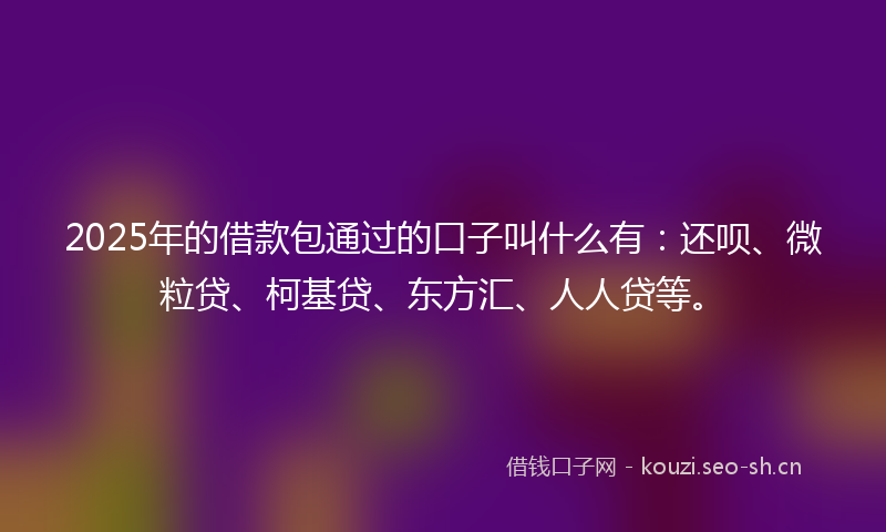 2025年的借款包通过的口子叫什么有：还呗、微粒贷、柯基贷、东方汇、人人贷等。