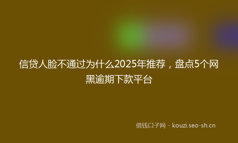 信贷人脸不通过为什么2025年推荐，盘点5个网黑逾期下款平台