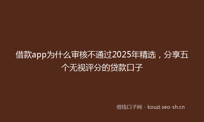 借款app为什么审核不通过2025年精选，分享五个无视评分的贷款口子