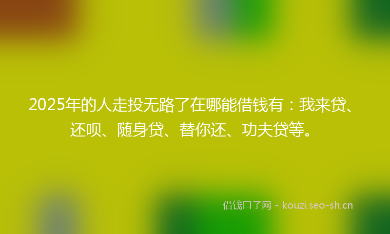 2025年的人走投无路了在哪能借钱有:我来贷、还呗、随身贷、替你还、功夫贷等。