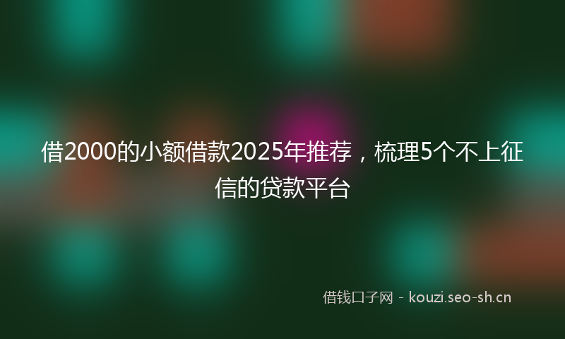借2000的小额借款2025年推荐，梳理5个不上征信的贷款平台