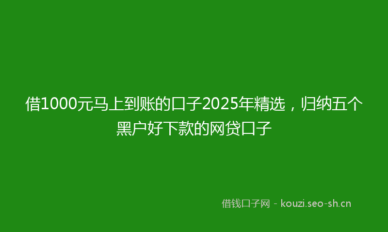 借1000元马上到账的口子2025年精选，归纳五个黑户好下款的网贷口子