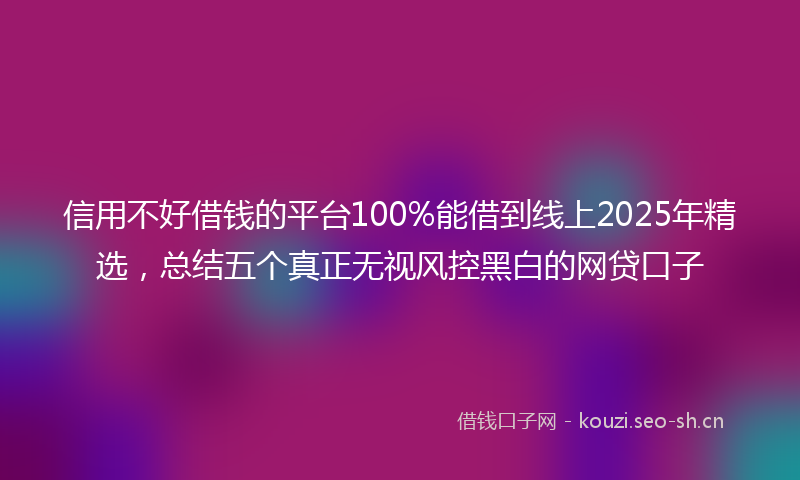 信用不好借钱的平台100%能借到线上2025年精选，总结五个真正无视风控黑白的网贷口子