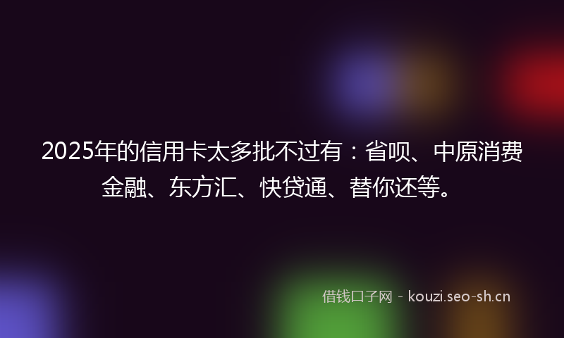 2025年的信用卡太多批不过有：省呗、中原消费金融、东方汇、快贷通、替你还等。