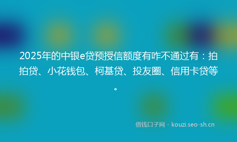 2025年的中银e贷预授信额度有咋不通过有:拍拍贷、小花钱包、柯基贷、投友圈、信用卡贷等。