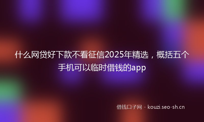 什么网贷好下款不看征信2025年精选，概括五个手机可以临时借钱的app