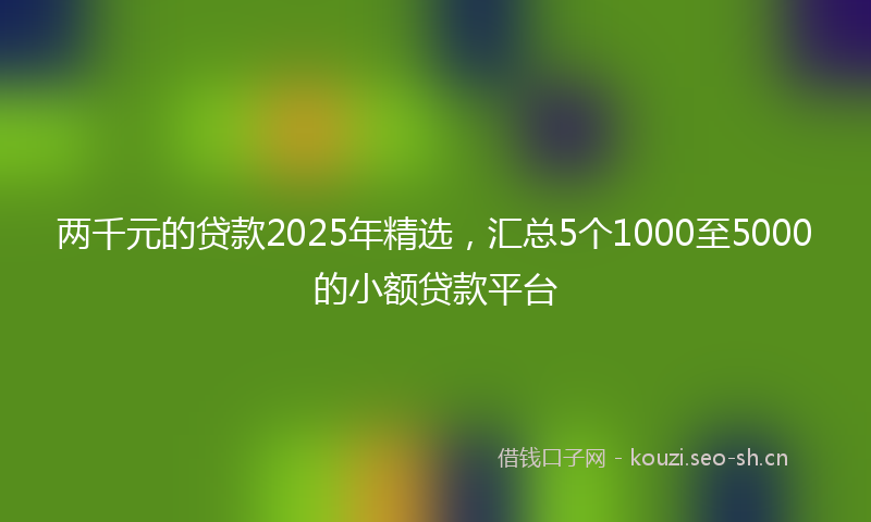 两千元的贷款2025年精选，汇总5个1000至5000的小额贷款平台