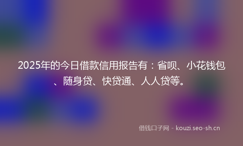 2025年的今日借款信用报告有:省呗、小花钱包、随身贷、快贷通、人人贷等。