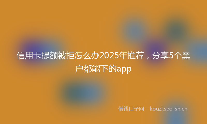 信用卡提额被拒怎么办2025年推荐，分享5个黑户都能下的app