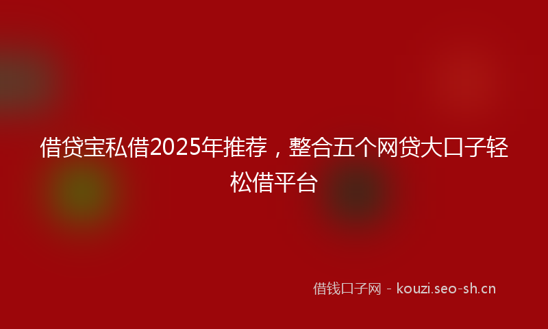借贷宝私借2025年推荐，整合五个网贷大口子轻松借平台