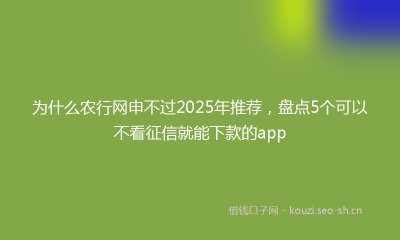 为什么农行网申不过2025年推荐，盘点5个可以不看征信就能下款的app