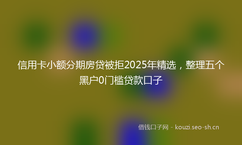 信用卡小额分期房贷被拒2025年精选,整理五个黑户0门槛贷款口子