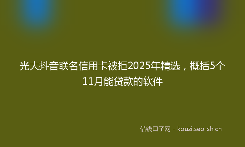 光大抖音联名信用卡被拒2025年精选,概括5个11月能贷款的软件