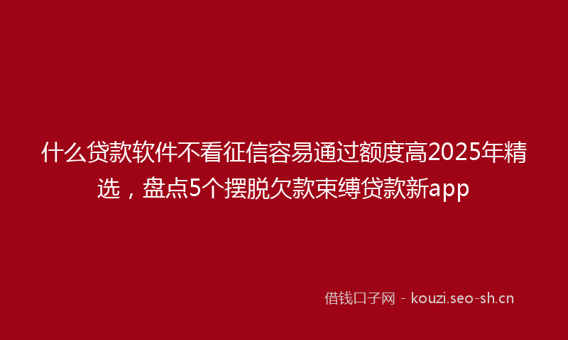 什么贷款软件不看征信容易通过额度高2025年精选，盘点5个摆脱欠款束缚贷款新app
