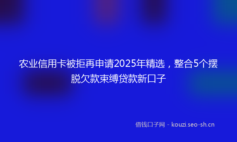 农业信用卡被拒再申请2025年精选,整合5个摆脱欠款束缚贷款新口子