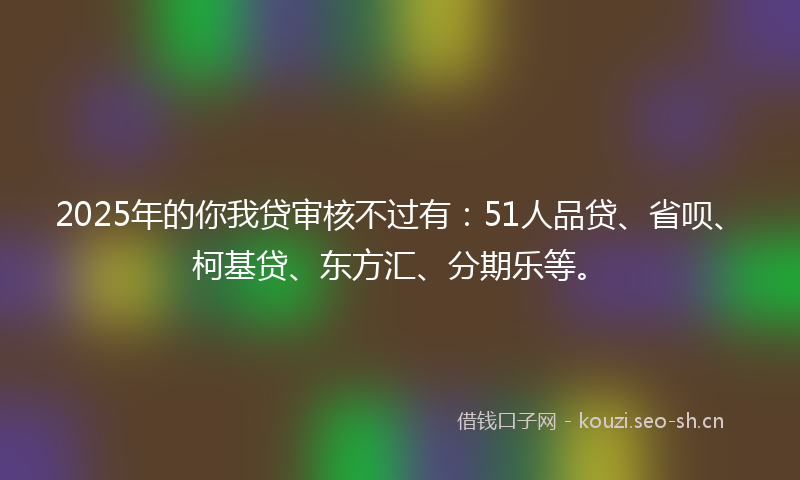 2025年的你我贷审核不过有：51人品贷、省呗、柯基贷、东方汇、分期乐等。