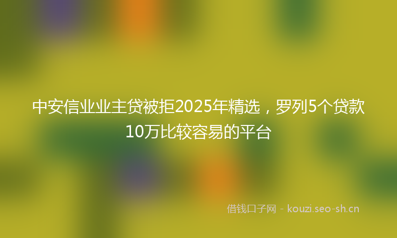 中安信业业主贷被拒2025年精选，罗列5个贷款10万比较容易的平台