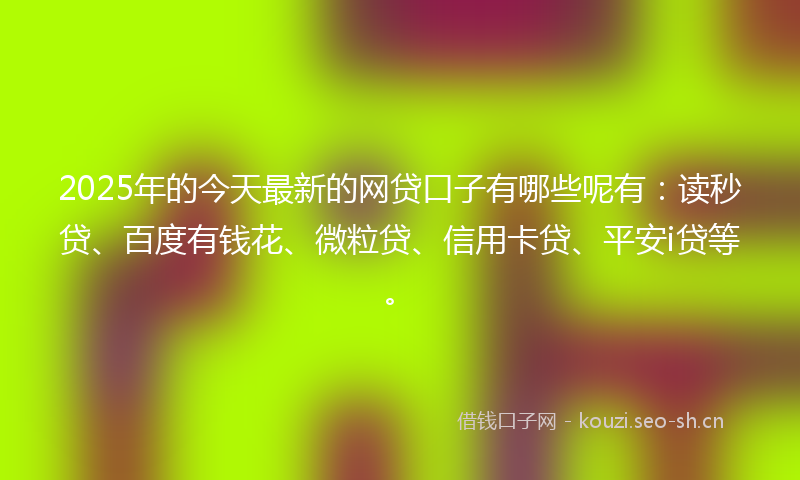 2025年的今天最新的网贷口子有哪些呢有：读秒贷、百度有钱花、微粒贷、信用卡贷、平安i贷等。