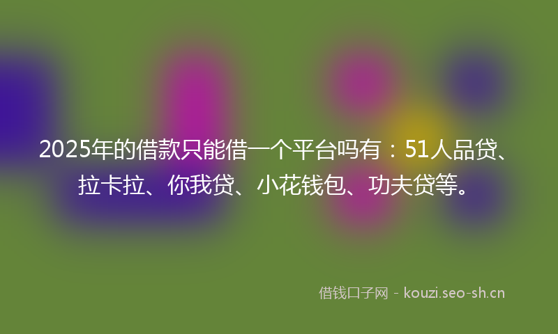 2025年的借款只能借一个平台吗有：51人品贷、拉卡拉、你我贷、小花钱包、功夫贷等。