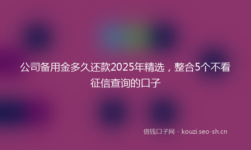 公司备用金多久还款2025年精选,整合5个不看征信查询的口子