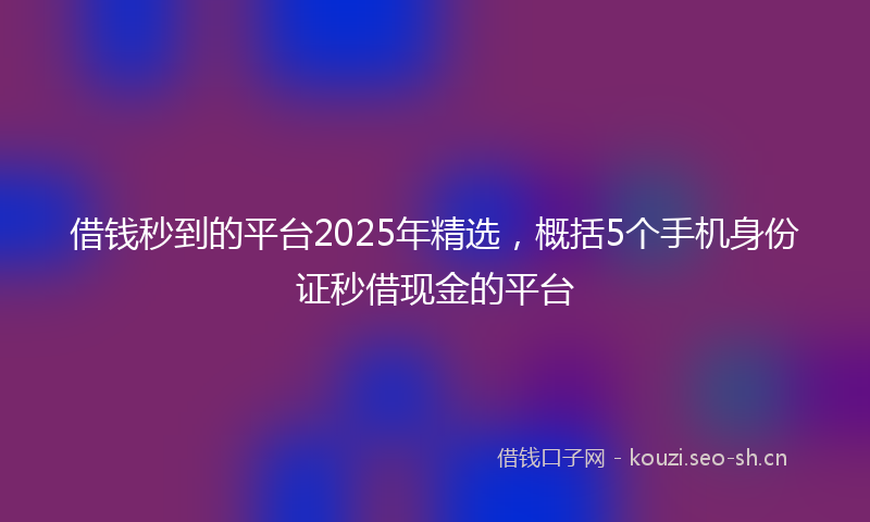 借钱秒到的平台2025年精选，概括5个手机身份证秒借现金的平台