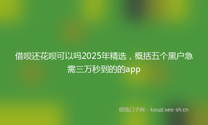 借呗还花呗可以吗2025年精选,概括五个黑户急需三万秒到的的app