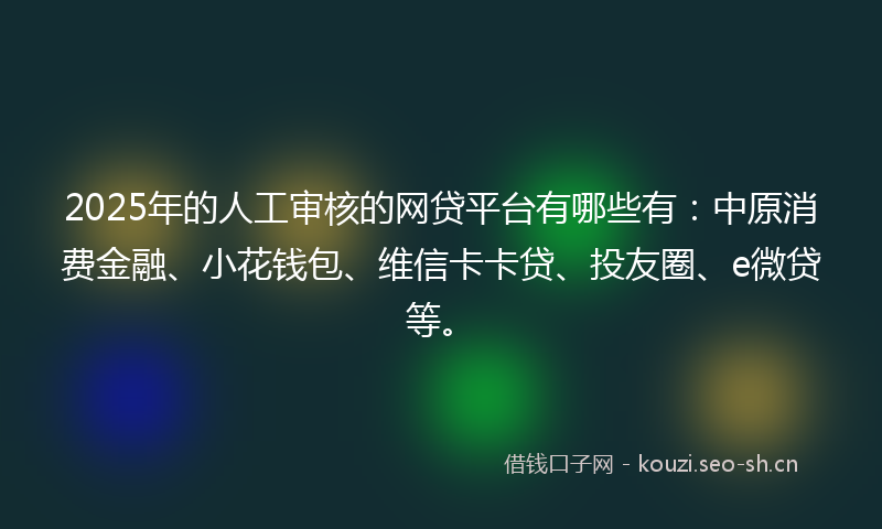 2025年的人工审核的网贷平台有哪些有：中原消费金融、小花钱包、维信卡卡贷、投友圈、e微贷等。