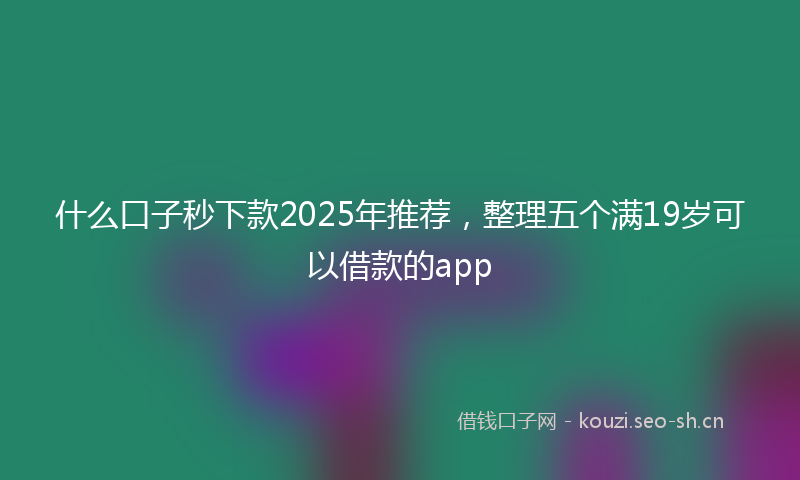 什么口子秒下款2025年推荐，整理五个满19岁可以借款的app