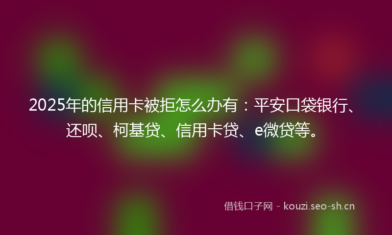 2025年的信用卡被拒怎么办有：平安口袋银行、还呗、柯基贷、信用卡贷、e微贷等。