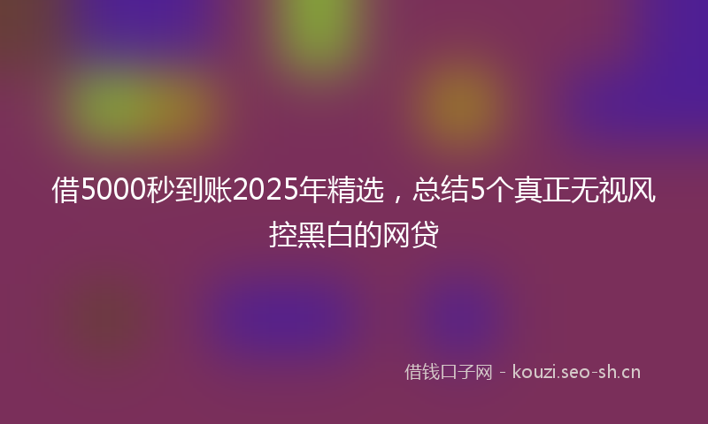 借5000秒到账2025年精选,总结5个真正无视风控黑白的网贷