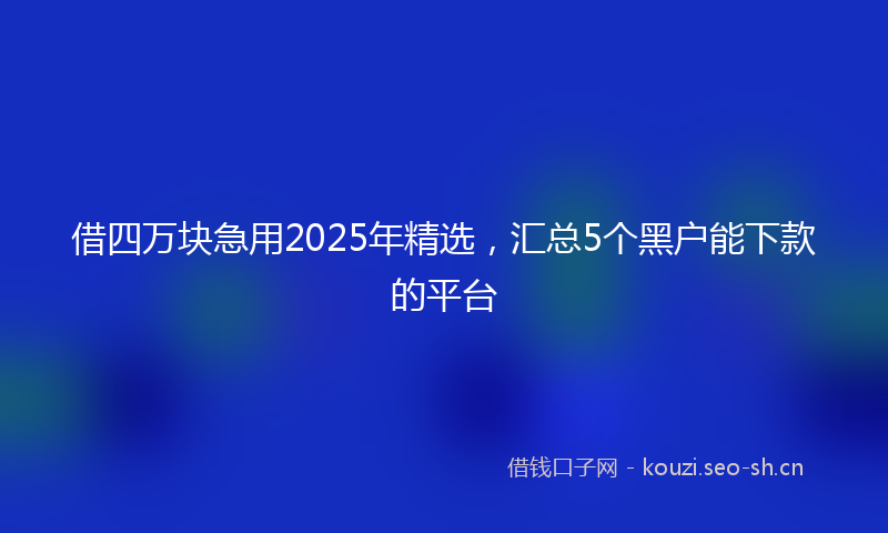 借四万块急用2025年精选，汇总5个黑户能下款的平台