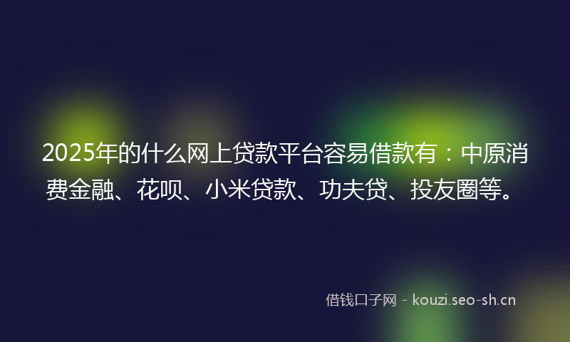 2025年的什么网上贷款平台容易借款有：中原消费金融、花呗、小米贷款、功夫贷、投友圈等。