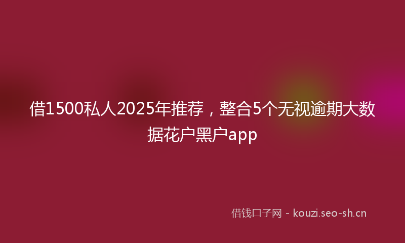 借1500私人2025年推荐，整合5个无视逾期大数据花户黑户app