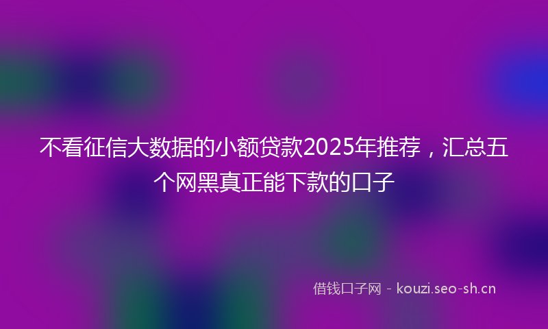 不看征信大数据的小额贷款2025年推荐,汇总五个网黑真正能下款的口子