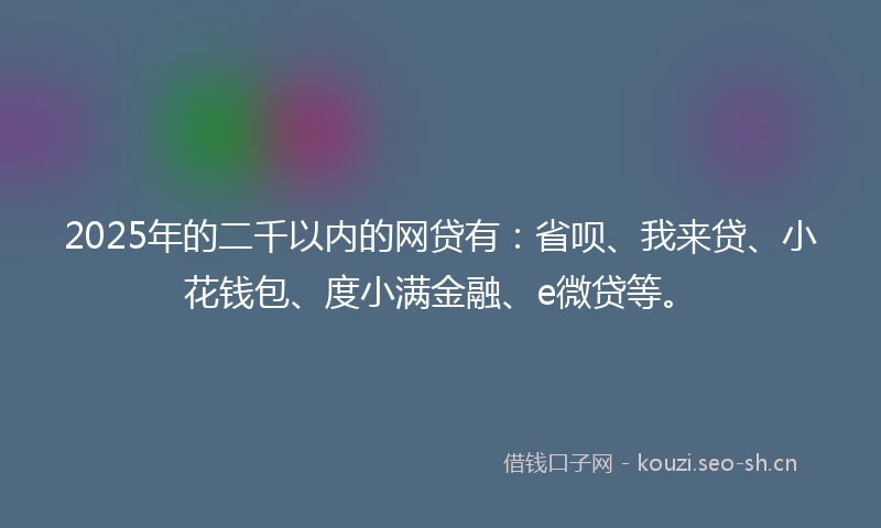 2025年的二千以内的网贷有：省呗、我来贷、小花钱包、度小满金融、e微贷等。