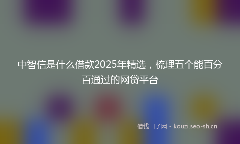 中智信是什么借款2025年精选，梳理五个能百分百通过的网贷平台