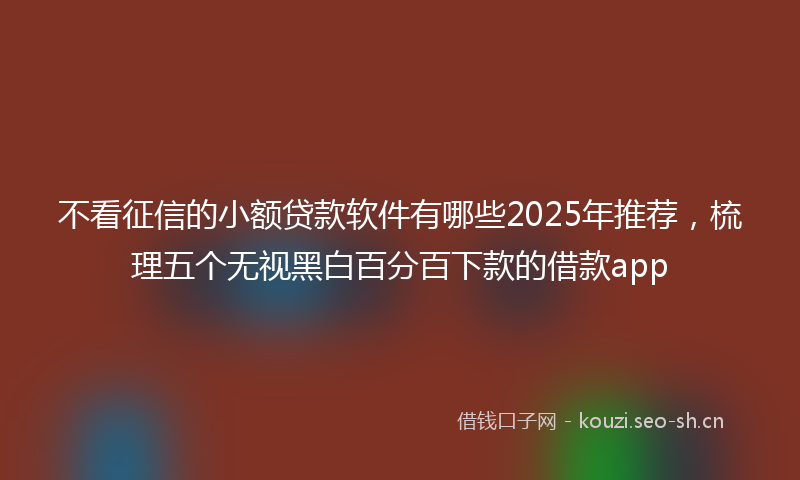 不看征信的小额贷款软件有哪些2025年推荐，梳理五个无视黑白百分百下款的借款app