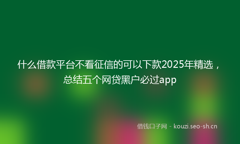 什么借款平台不看征信的可以下款2025年精选，总结五个网贷黑户必过app