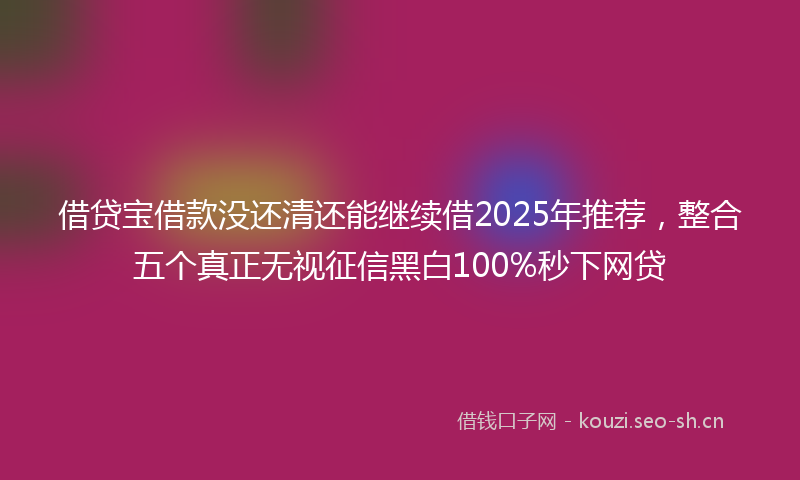 借贷宝借款没还清还能继续借2025年推荐，整合五个真正无视征信黑白100%秒下网贷