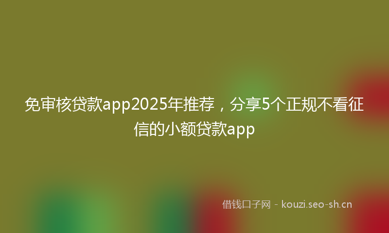 免审核贷款app2025年推荐，分享5个正规不看征信的小额贷款app