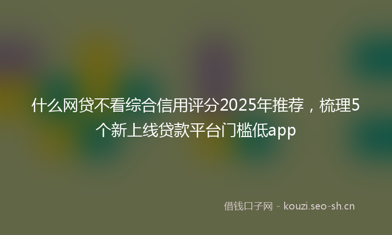 什么网贷不看综合信用评分2025年推荐,梳理5个新上线贷款平台门槛低app
