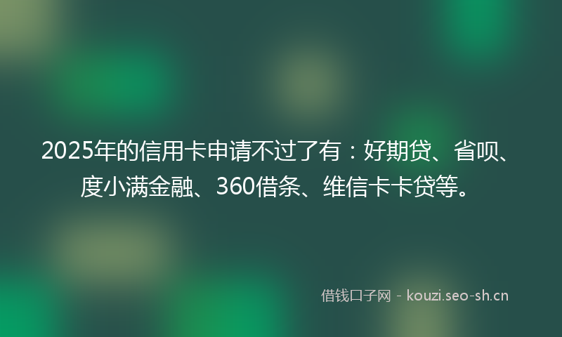 2025年的信用卡申请不过了有：好期贷、省呗、度小满金融、360借条、维信卡卡贷等。