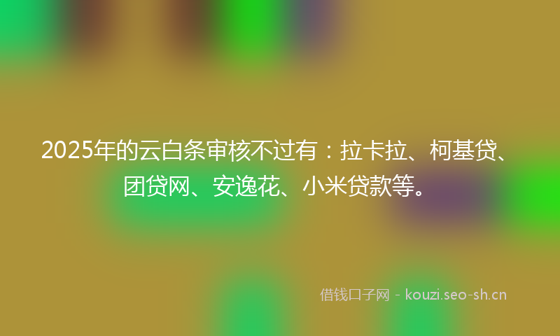 2025年的云白条审核不过有:拉卡拉、柯基贷、团贷网、安逸花、小米贷款等。