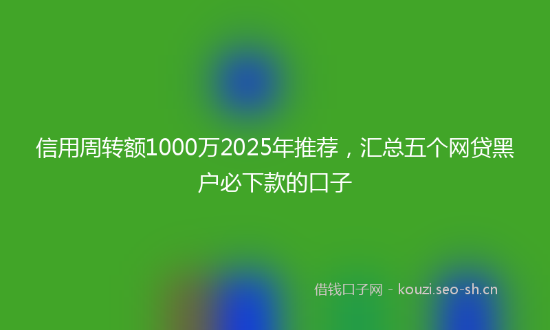 信用周转额1000万2025年推荐,汇总五个网贷黑户必下款的口子