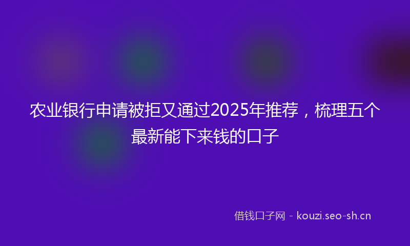 农业银行申请被拒又通过2025年推荐,梳理五个最新能下来钱的口子