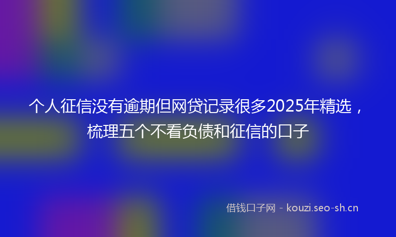 个人征信没有逾期但网贷记录很多2025年精选，梳理五个不看负债和征信的口子