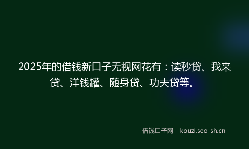 2025年的借钱新口子无视网花有：读秒贷、我来贷、洋钱罐、随身贷、功夫贷等。