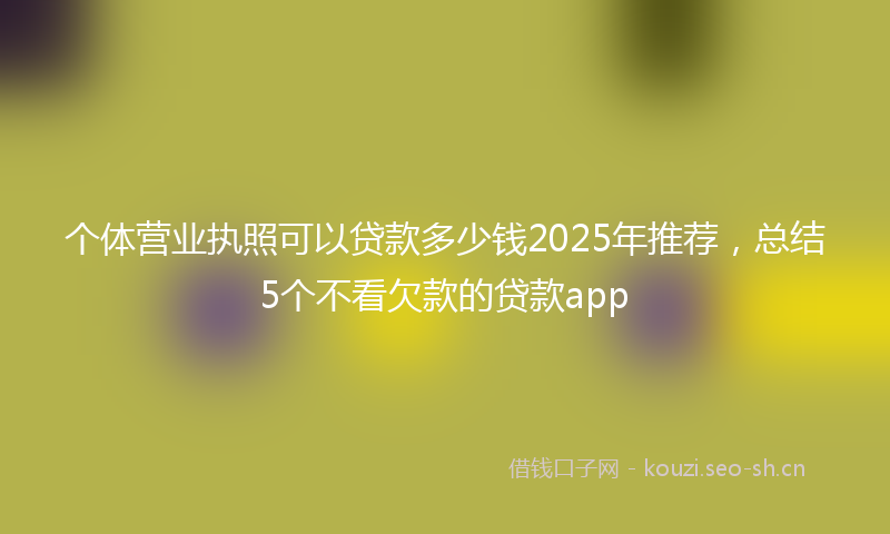 个体营业执照可以贷款多少钱2025年推荐，总结5个不看欠款的贷款app