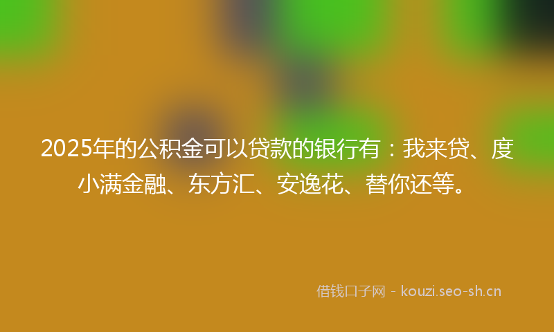 2025年的公积金可以贷款的银行有:我来贷、度小满金融、东方汇、安逸花、替你还等。